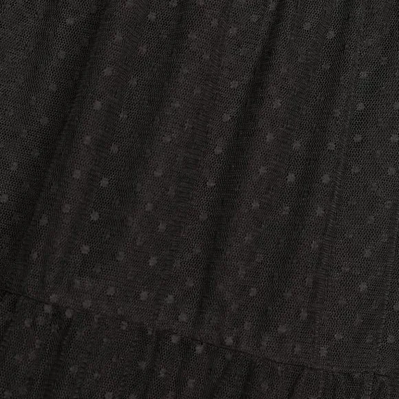 Made to be Magical Black Dotted Tie-Back Tiered Midi Dress - Picture 4 of 5